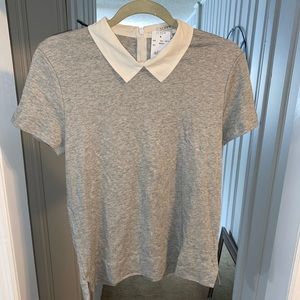 J Crew gray and white collared blouse